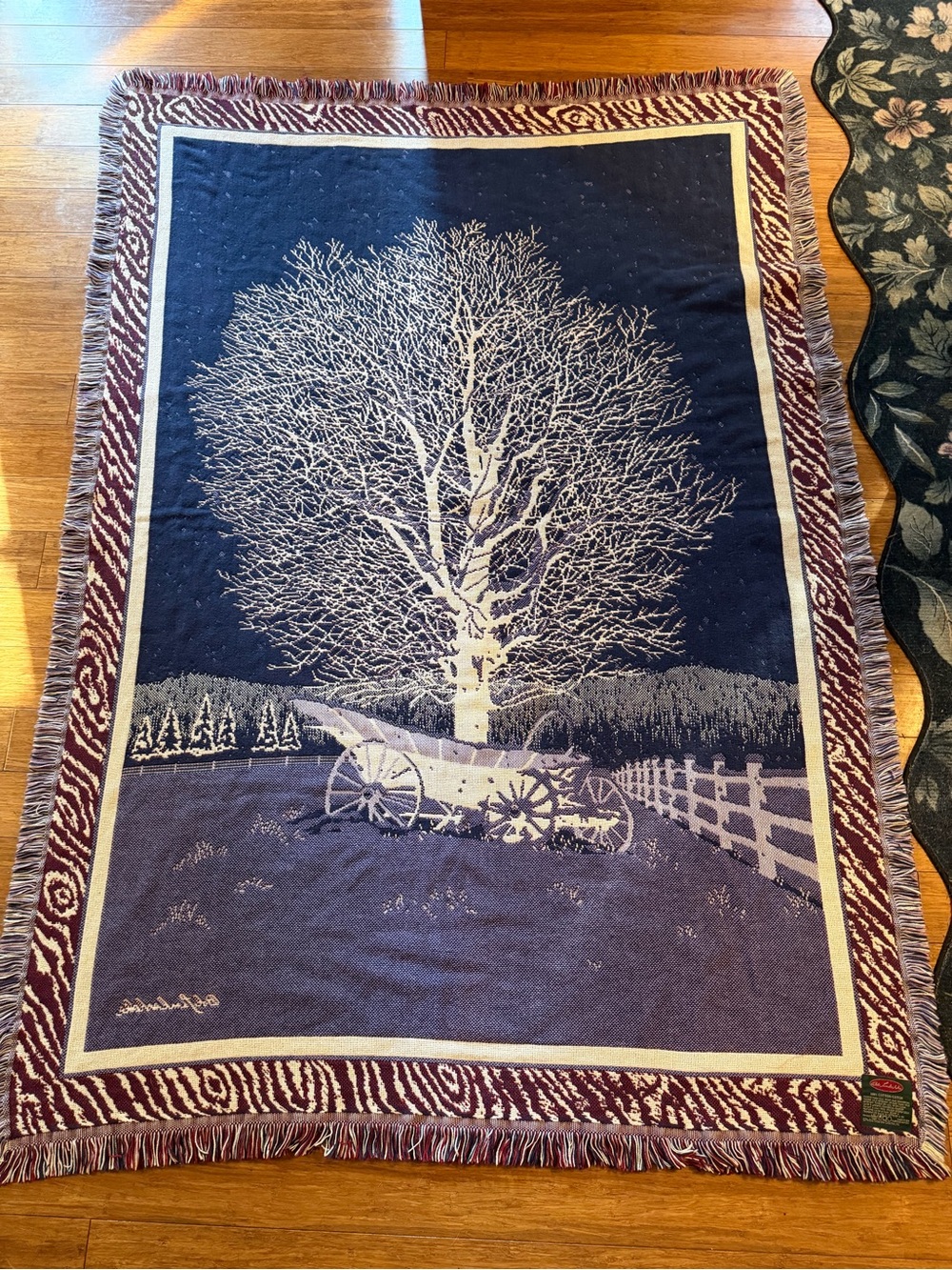 Tapestry by Bob Timberlake Winter Scene Wall Hanging or Throw 66 x 50 Vintage - Picture 3 of 7